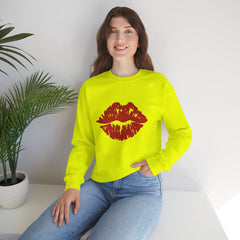 Romantic Lip Print Crewneck Sweatshirt | Perfect Gift for Her | Cozy Casual Wear, Valentine's Day, Birthday, Self-Care