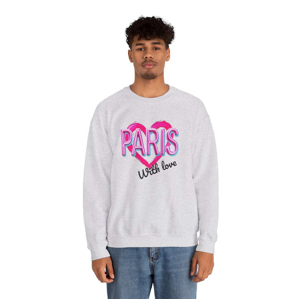 Paris Love Crewneck Sweatshirt, Gift for Her, Cozy Fashion, Travel Souvenir, Valentine's Day, Casual Style