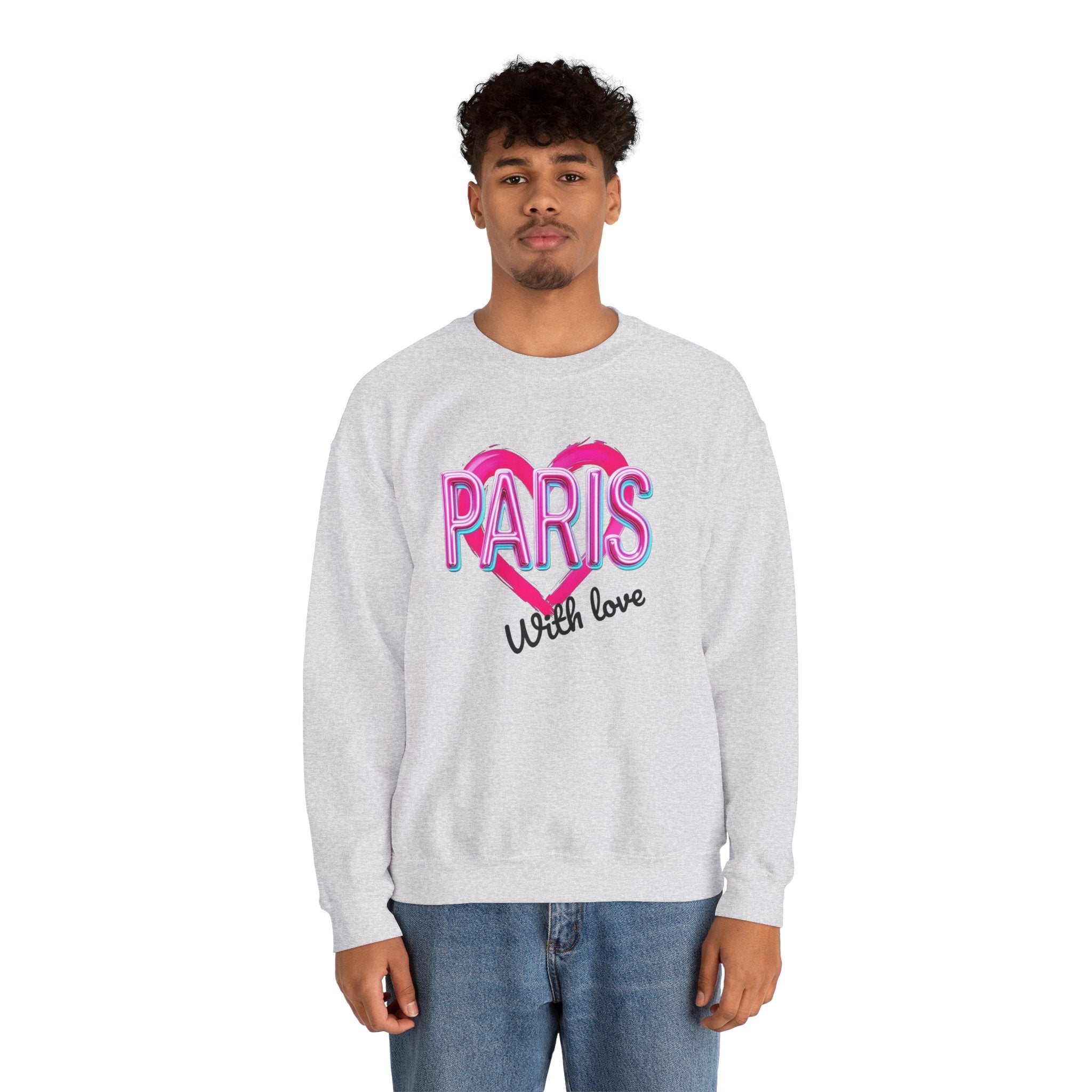 Paris Love Crewneck Sweatshirt, Gift for Her, Cozy Fashion, Travel Souvenir, Valentine's Day, Casual Style