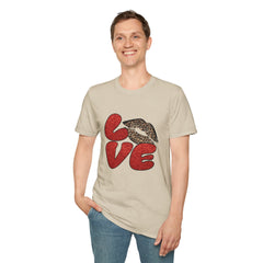Leopard Love Graphic T-Shirt, Cute Valentine's Day Shirt, Casual Love Tee, Unisex Softstyle Top, Trendy Gift for Her