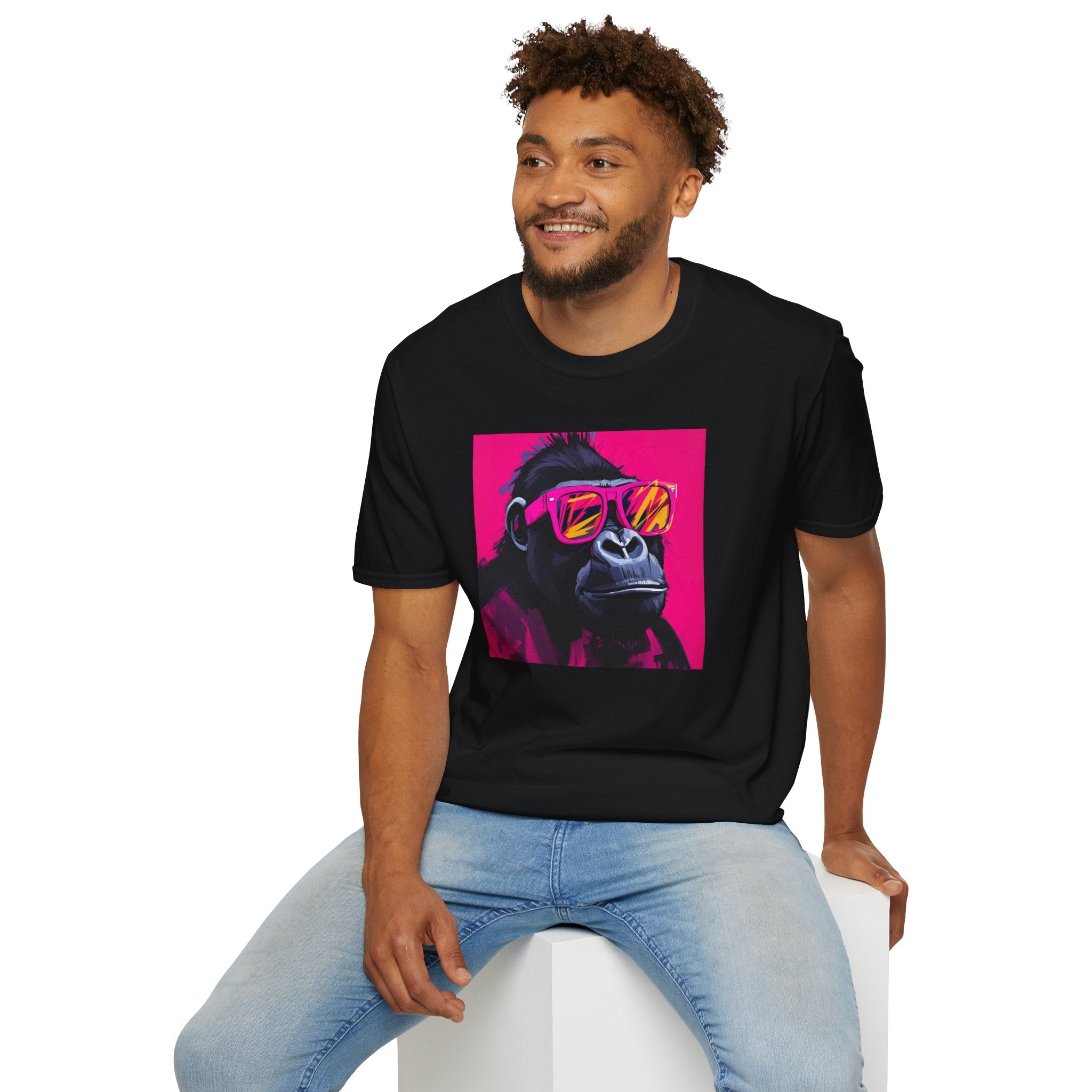 Retro Gorilla Graphic T-Shirt, Fun Animal Tee, Unisex Casual Wear, Birthday Gift, Summer Styles, Festival Fashion