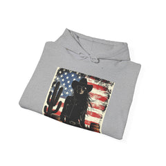 Western Cowboy Hoodie - Unisex Heavy Blend Sweatshirt, American Flag Design, Fashion Statement, Gift for Him, Cozy Apparel