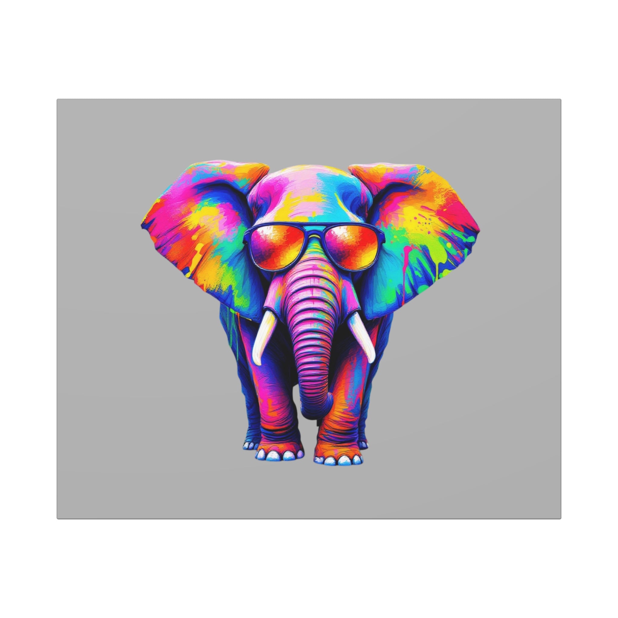 Colorful Elephant Canvas Art, Vibrant Decorative Wall Art, Unique Home Decor, Gift for Animal Lovers, Fun and Lively Artwork