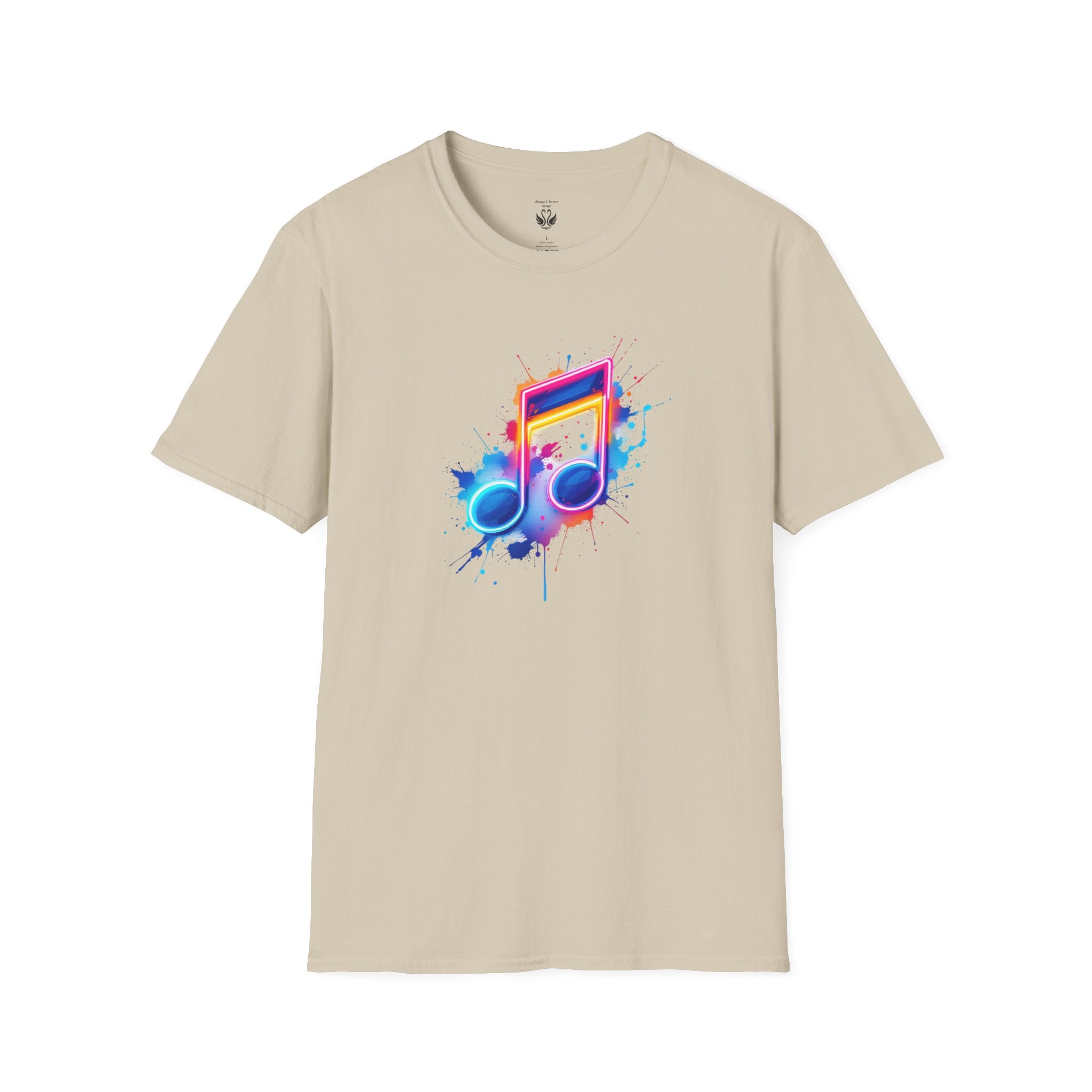 Musical Splash Unisex Softstyle T-Shirt | Gift for Music Lovers, Vibrant Art Tee, Trendy Music Shirt, Birthday Gift, Concert Wear