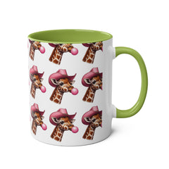 Fun Giraffe Coffee Mug, Whimsical Cup, Red Two-Tone Mug, Cute Gifts, Animal Lover Drinkware, Perfect for Birthdays, Unique Kitchen Decor