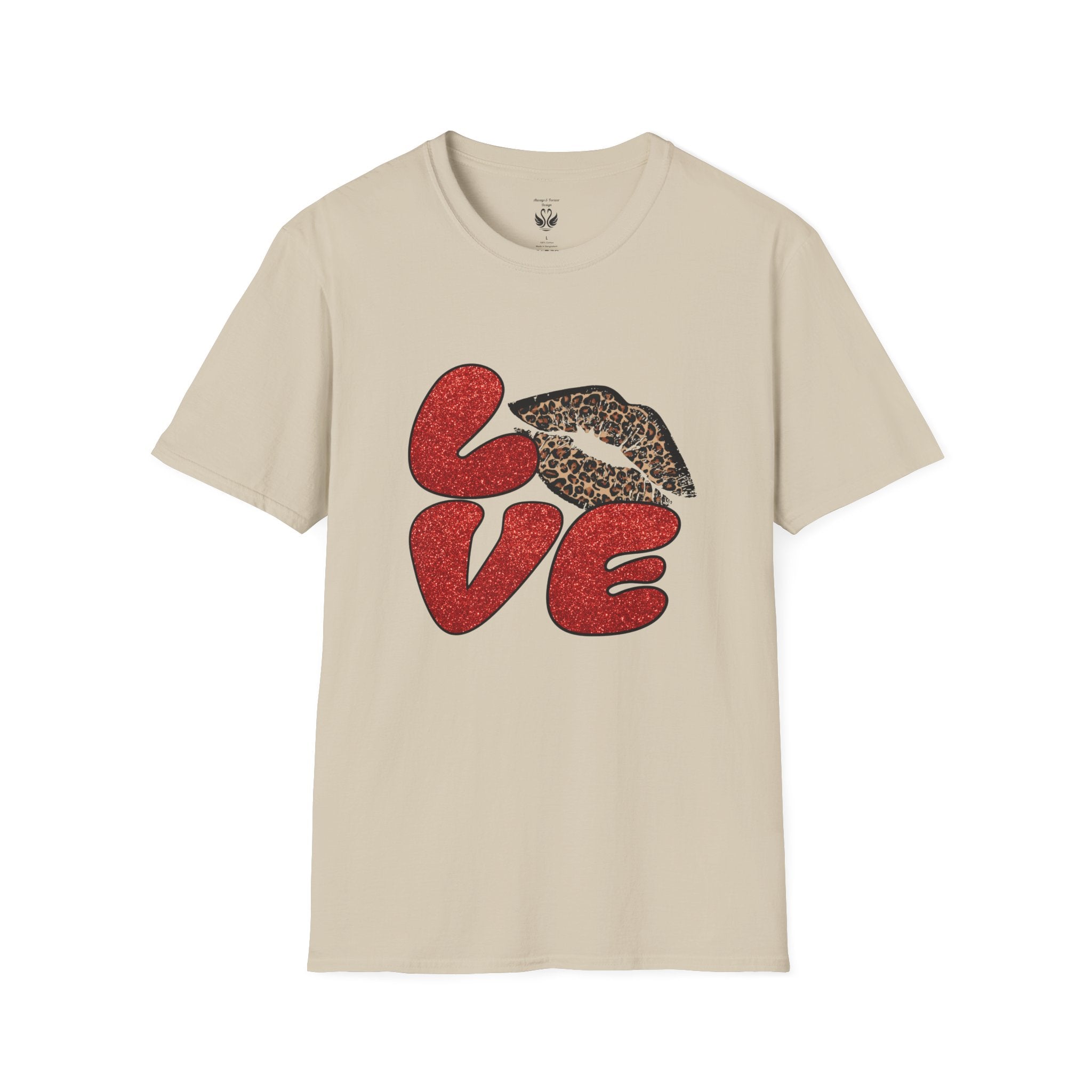 Leopard Love Graphic T-Shirt, Cute Valentine's Day Shirt, Casual Love Tee, Unisex Softstyle Top, Trendy Gift for Her