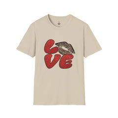 Leopard Love Graphic T-Shirt, Cute Valentine's Day Shirt, Casual Love Tee, Unisex Softstyle Top, Trendy Gift for Her