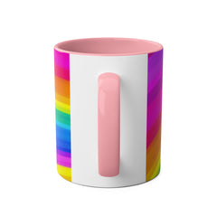 Vibrant Rainbow Two-Tone Coffee Mug - 11oz Colorful Drinkware