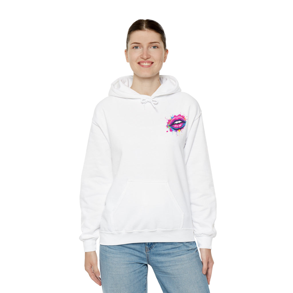 Vibrant Lip Art Hooded Sweatshirt, Statement Hoodie, Graphic Sweatshirt, Gift for Her, Cozy Casual Wear, Birthday Gift