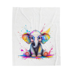 Colorful Elephant Plush Blanket - Cozy Velveteen Throw for Kids & Animal Lovers
