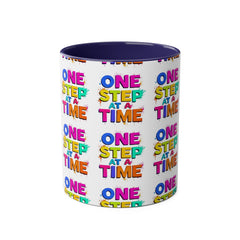 Motivational Two-Tone Coffee Mug - "One Step at a Time" - 11oz