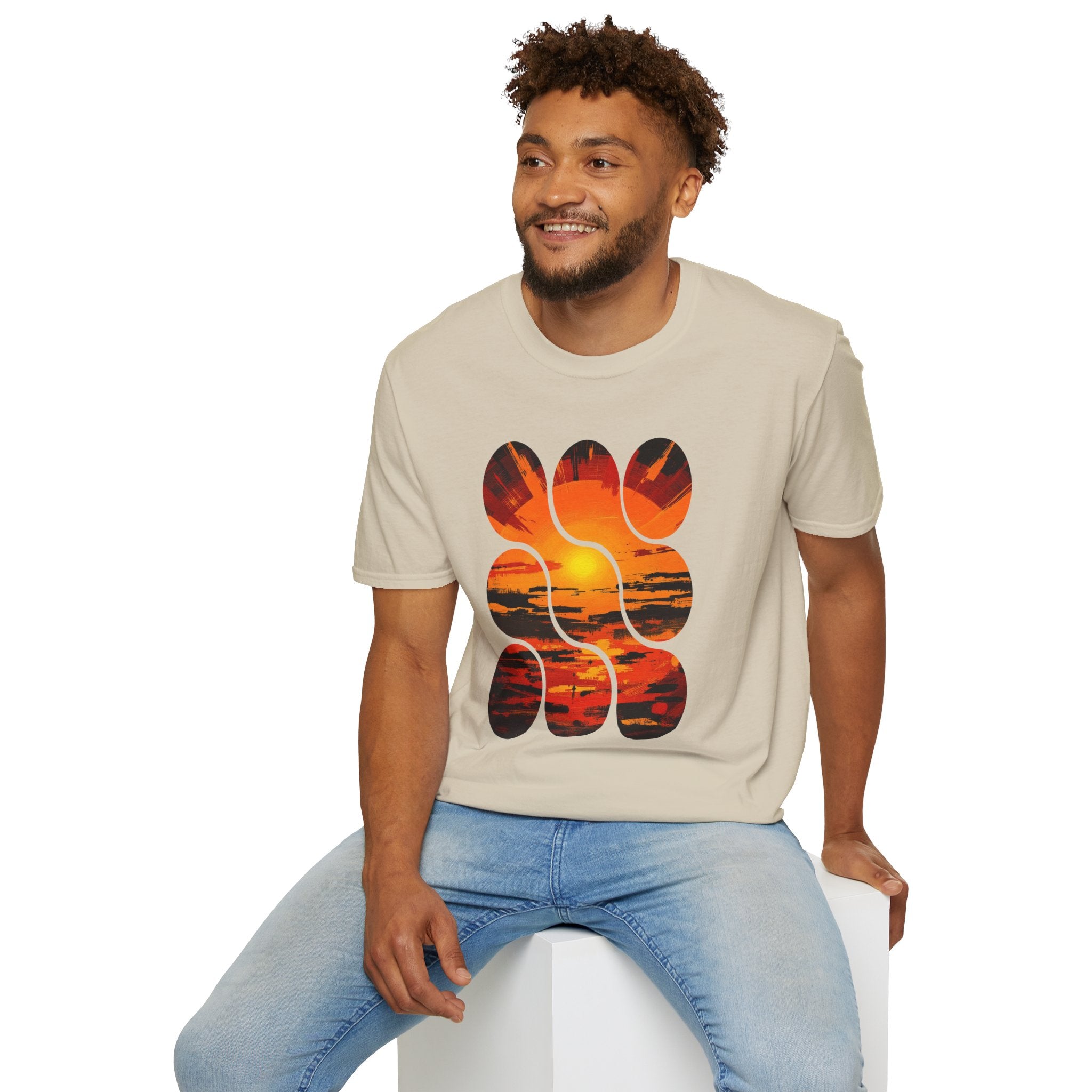Sunset Inspired Unisex T-Shirt, Colorful Graphic Tee, Retro Summer Apparel, Gift for Friends, Casual Weekend Wear
