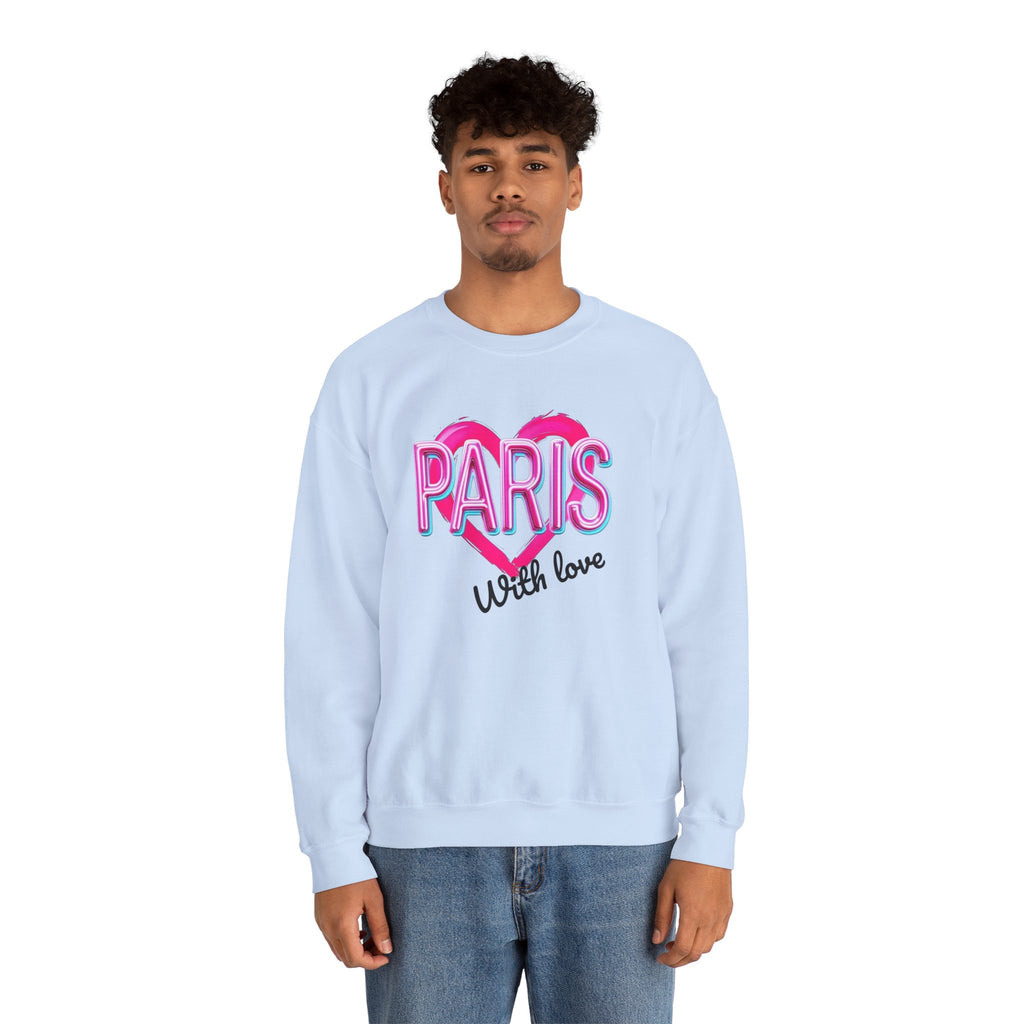 Paris Love Crewneck Sweatshirt, Gift for Her, Cozy Fashion, Travel Souvenir, Valentine's Day, Casual Style