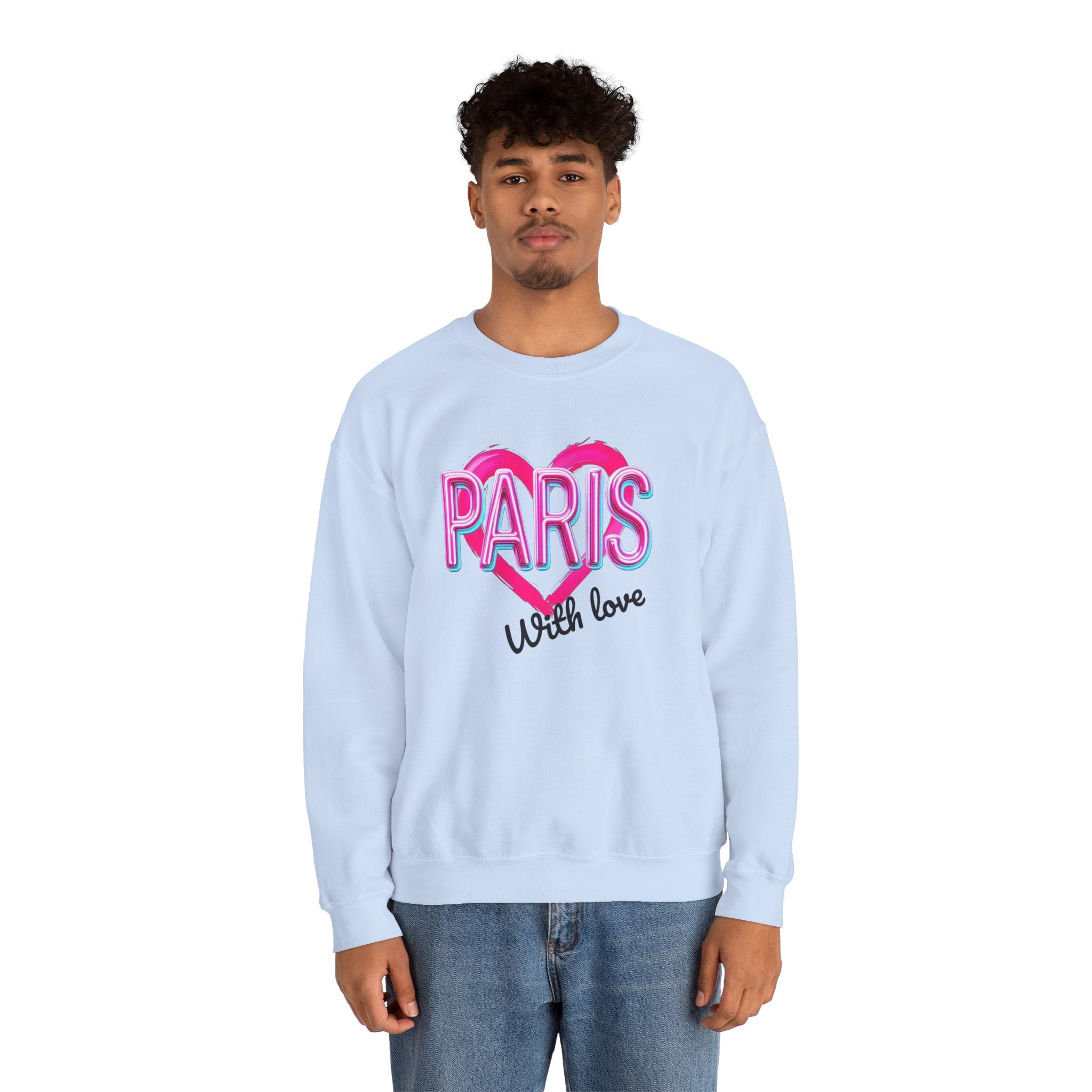 Paris Love Crewneck Sweatshirt, Gift for Her, Cozy Fashion, Travel Souvenir, Valentine's Day, Casual Style