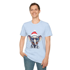 Cute Christmas Elephant T-Shirt, Unisex Holiday Tee, Fun Santa Shirt, Gift for Animal Lovers, Festive Apparel