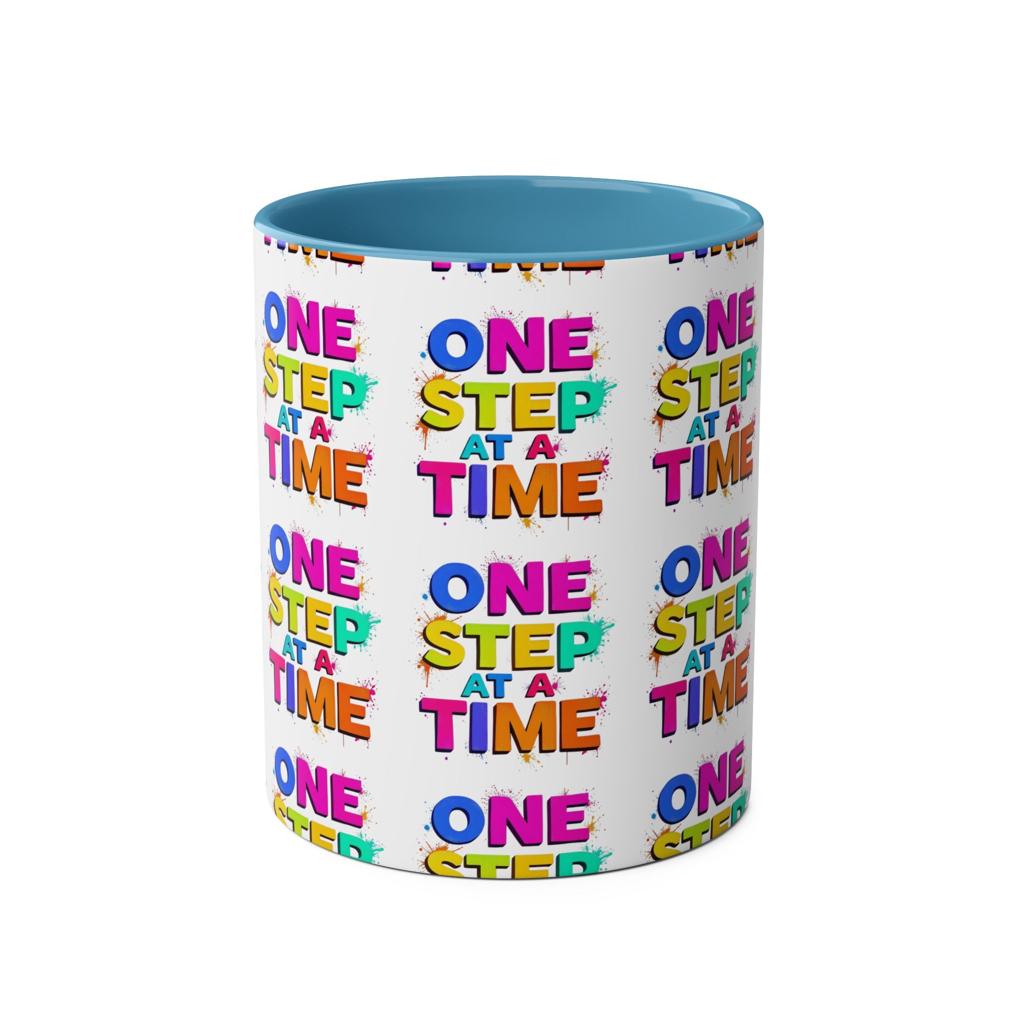 Motivational Two-Tone Coffee Mug - "One Step at a Time" - 11oz