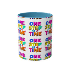 Motivational Two-Tone Coffee Mug - "One Step at a Time" - 11oz