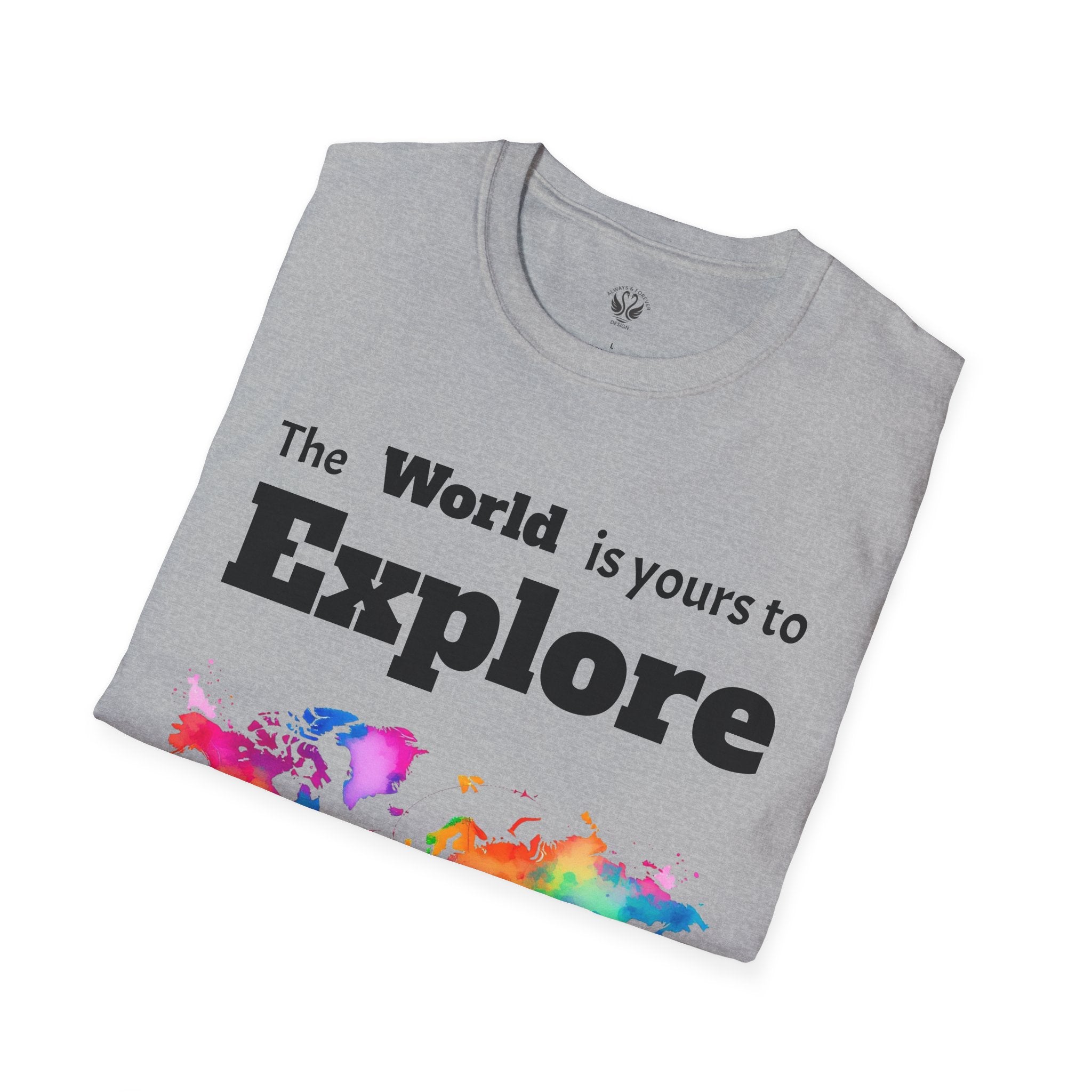 Explore the World Unisex T-Shirt | Adventure Shirt, Travel Tee, Gift for Explorers, Colorful World Map Top, Wanderlust Fashion