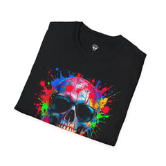 Colorful Skull Graphic T-Shirt, Unisex Tee, Casual Wear, Festival Outfit, Halloween Costume, Art Lover Gift, Party Top