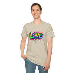 Colorful Love Unisex T-Shirt, Casual Wear, Gift for Him/Her, Valentine's Day, Family Reunion, Streetwear