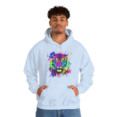 Colorful Tiger Hoodie – Unisex Heavy Blend™, Rainbow Tiger Sweatshirt, Graphic Hoodie, Animal Lover Gift, Unique Hooded Sweatshirt