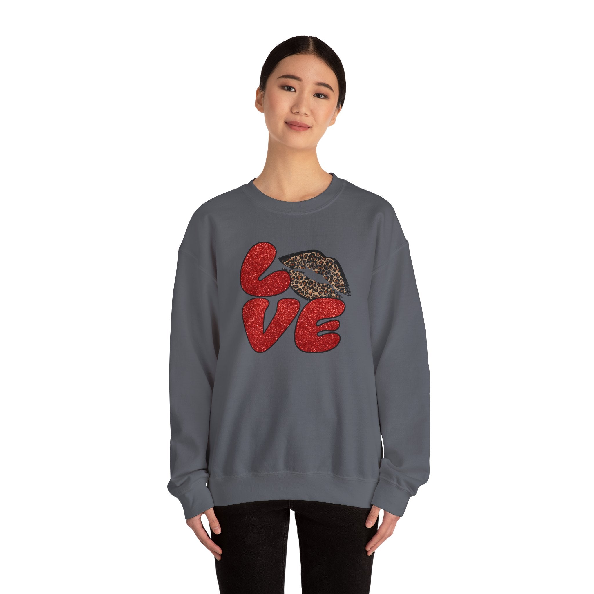 Love Graphic Sweatshirt, Cozy Crewneck for Couples, Valentine's Day Gift, Trendy Casual Wear, Fashionable Lounge Top
