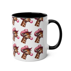 Fun Giraffe Coffee Mug, Whimsical Cup, Red Two-Tone Mug, Cute Gifts, Animal Lover Drinkware, Perfect for Birthdays, Unique Kitchen Decor