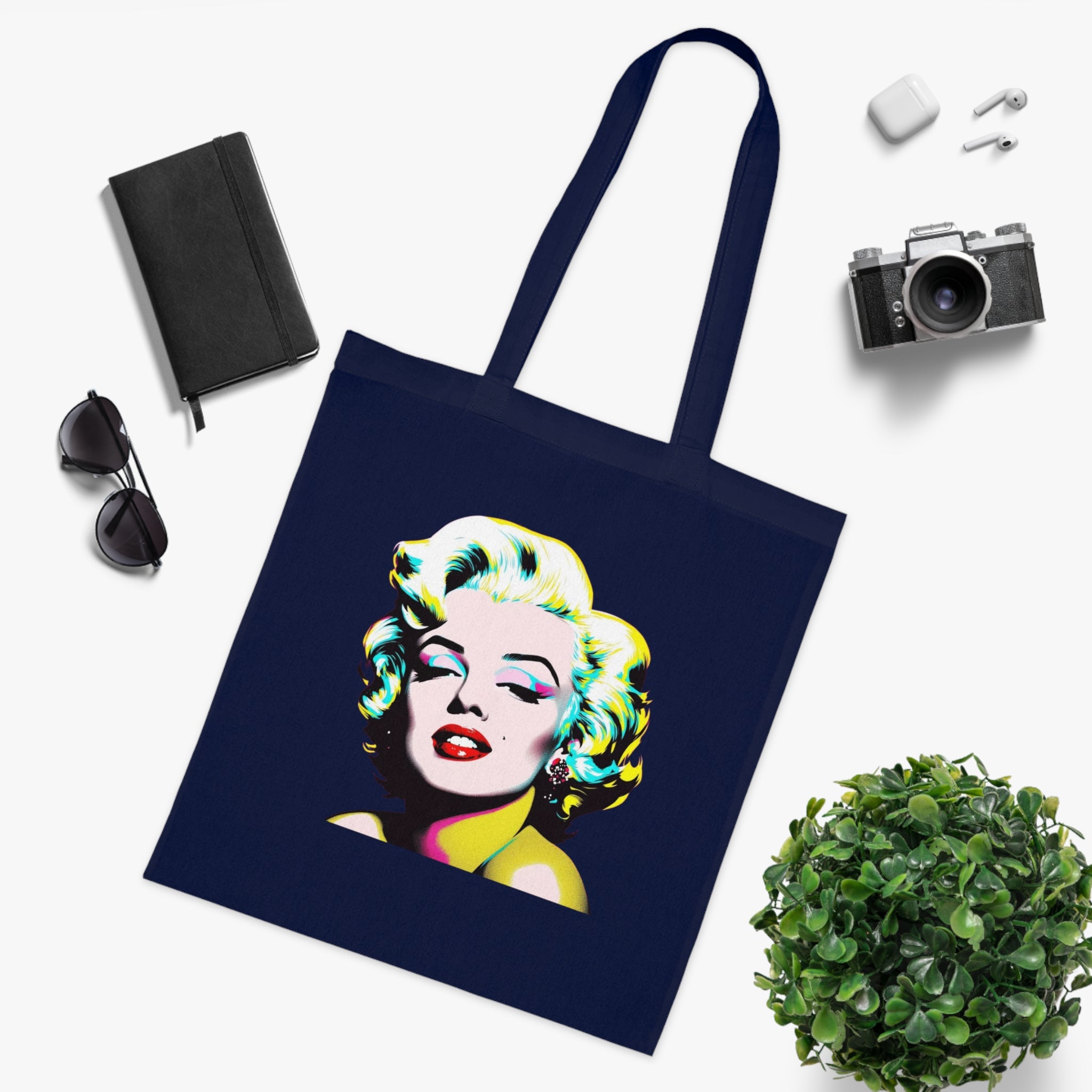 Marilyn Pop Art Cotton Tote Bag, Eco-Friendly Shopping Bag, Fun Beach Tote, Vintage Style Handbag, Gift for Art Lovers