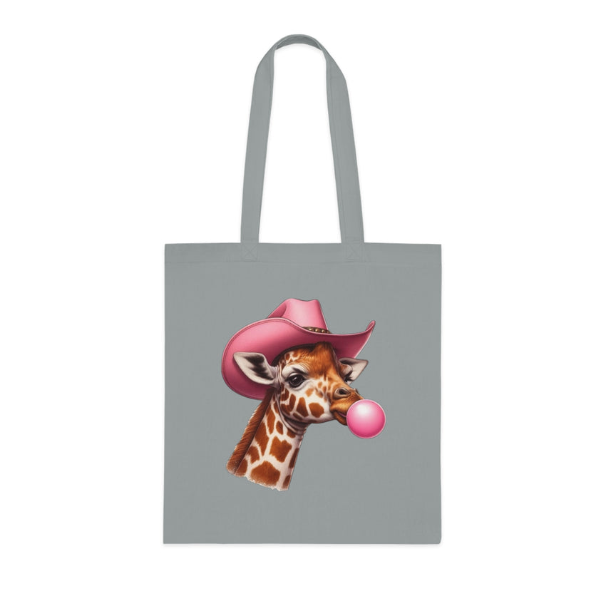 Cowboy Giraffe Cotton Tote Bag | Cute Animal Eco-Friendly Tote | Gift for Animal Lovers, Shopping, Beach, Travel