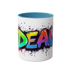 Glamorous Two-Tone Coffee Mug - 'DEAL' Design, 11oz - Perfect for Coffee Lovers and Gift Giving!