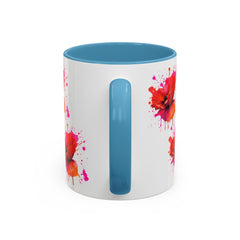 Vibrant Floral Accent Coffee Mug - Colorful Poppy Design - 11 & 15oz