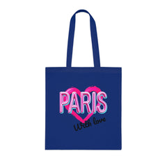 Paris With Love Cotton Tote Bag | Eco-Friendly Shopping Bag, Reusable Grocery Bag, Gift for Travelers, Lightweight Tote