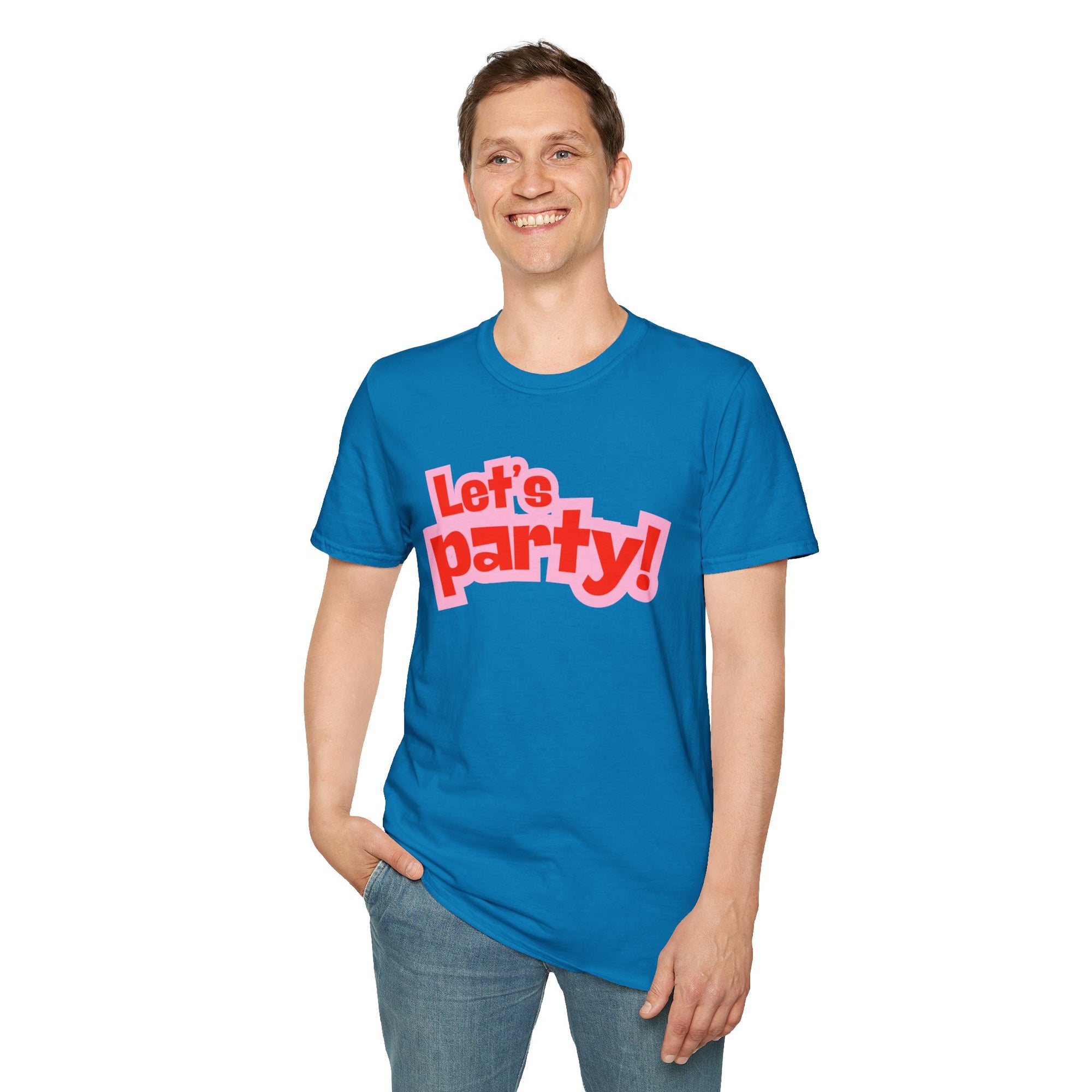 Let's Party! Unisex Softstyle T-Shirt - Fun Casual Wear for Celebrations, Birthdays, Festivals, Everyday Comfort