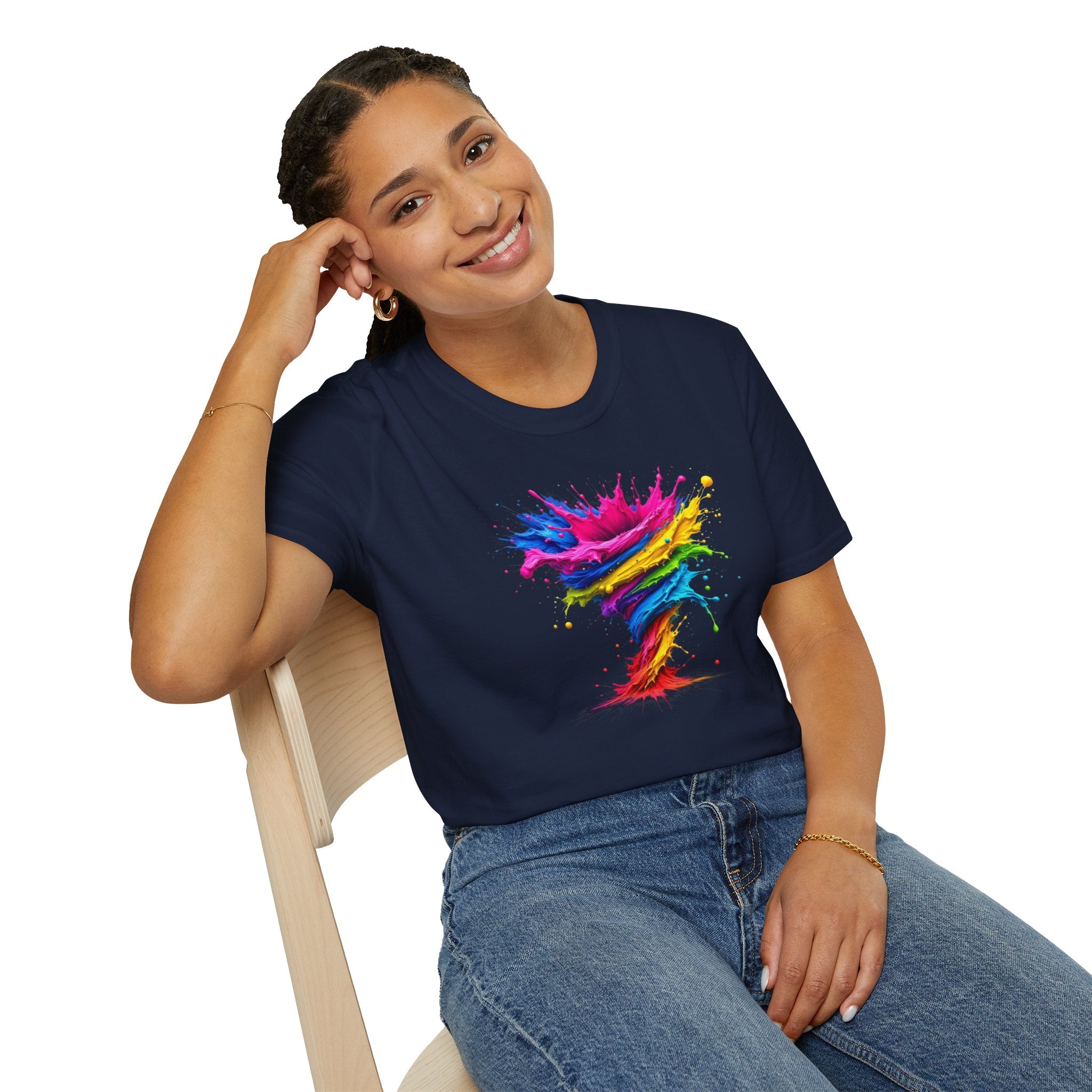 Vibrant Splash Art Tee, Colorful Unisex T-Shirt, Fun Graphic Tee, Summer Festival Top, Gift for Art Lovers, Casual Everyday Wear