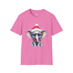 Cute Christmas Elephant T-Shirt, Unisex Holiday Tee, Fun Santa Shirt, Gift for Animal Lovers, Festive Apparel