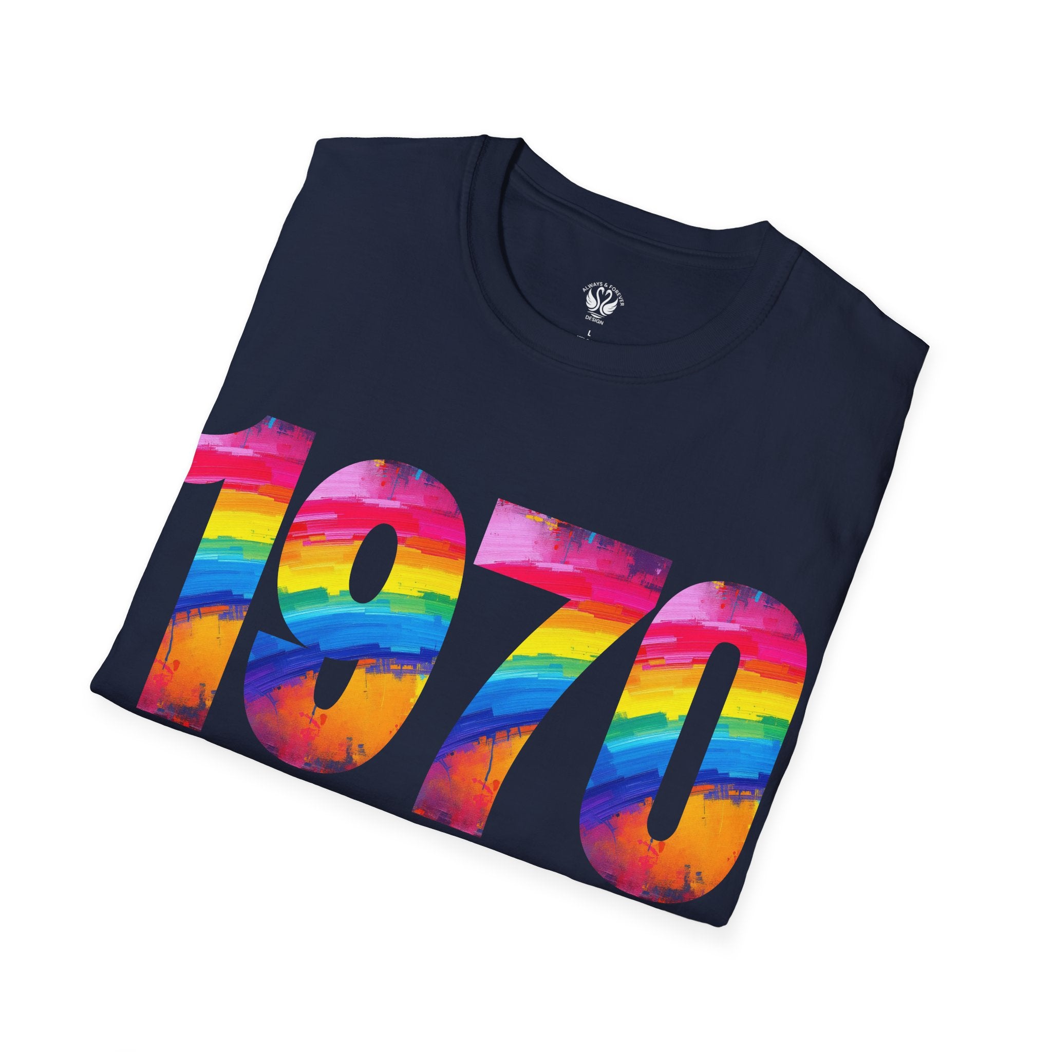 Retro 1970 Rainbow Unisex T-Shirt, Vintage Graphic Tee, LGBTQ Pride Apparel, Casual Streetwear, Gift Idea for Birthdays