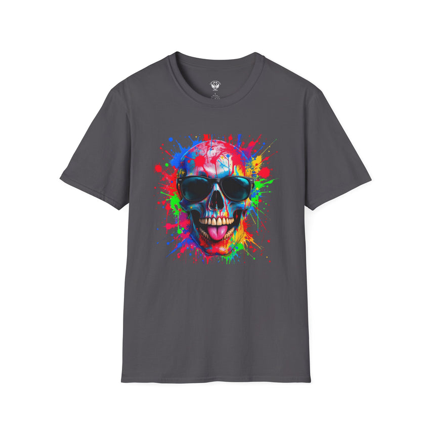 Colorful Skull Graphic T-Shirt, Unisex Tee, Casual Wear, Festival Outfit, Halloween Costume, Art Lover Gift, Party Top