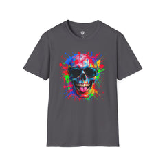 Colorful Skull Graphic T-Shirt, Unisex Tee, Casual Wear, Festival Outfit, Halloween Costume, Art Lover Gift, Party Top