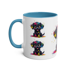 Colorful Puppy Two-Tone Coffee Mug | Cute Dog Lover Gift | Pet-Themed Kitchenware | Birthday Mug | Vibrant Print