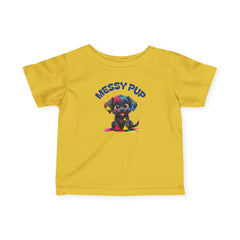 Messy Pup Infant Tee - Cute Animal Graphic T-Shirt for Kids