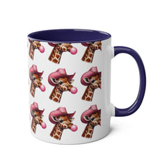 Fun Giraffe Coffee Mug, Whimsical Cup, Red Two-Tone Mug, Cute Gifts, Animal Lover Drinkware, Perfect for Birthdays, Unique Kitchen Decor