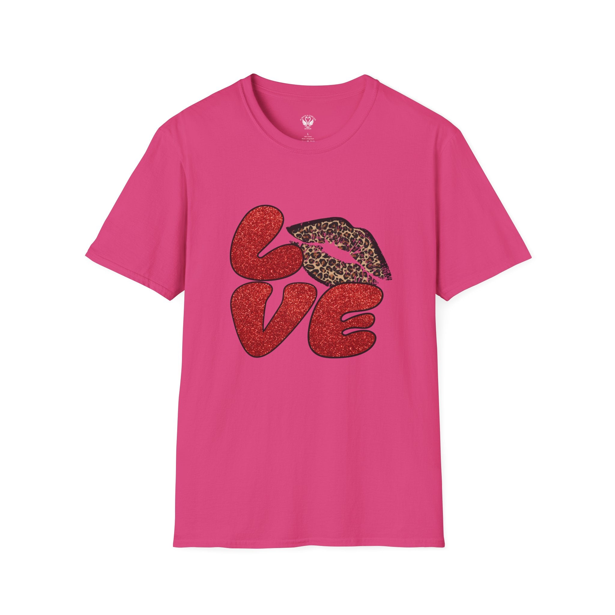 Leopard Love Graphic T-Shirt, Cute Valentine's Day Shirt, Casual Love Tee, Unisex Softstyle Top, Trendy Gift for Her