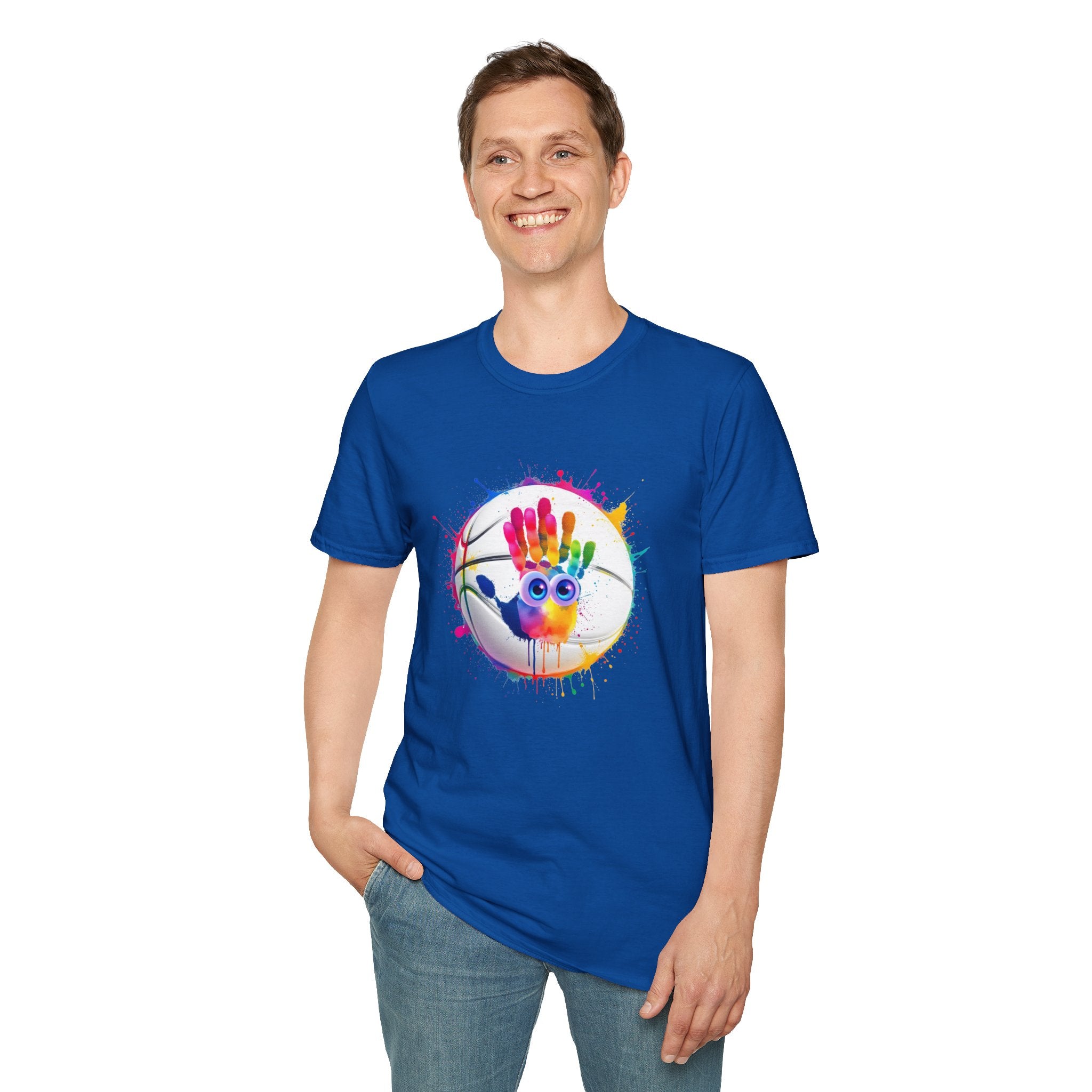 Colorful Handprint Football Unisex T-Shirt, Fun Tee for Kids and Adults, Gift for Artists, Birthday, Art Lovers and Celebrations