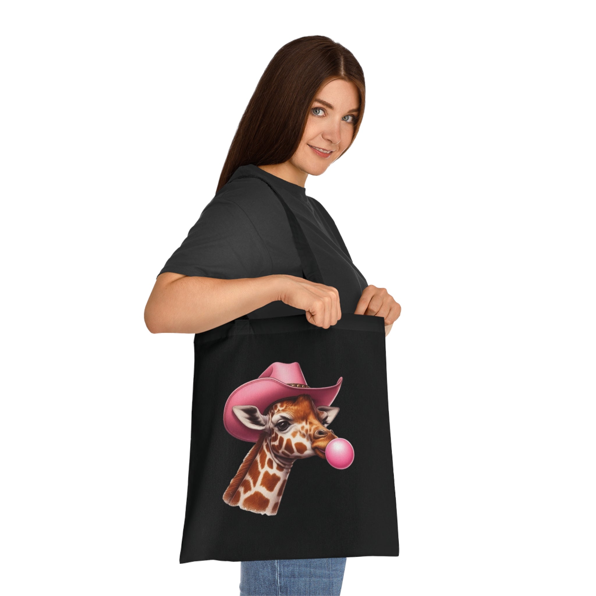 Cowboy Giraffe Cotton Tote Bag | Cute Animal Eco-Friendly Tote | Gift for Animal Lovers, Shopping, Beach, Travel