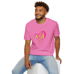 Pink Zebra Heart Unisex T-Shirt, Custom Love Shirt, Casual Wear, Gift for Her, Trendy Summer Tee