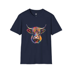 Highland Cow Graphic T-Shirt, Fun Farm Animal Tee, Cute Gift for Cow Lovers, Unisex Softstyle Shirt for Casual Wear