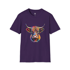 Highland Cow Graphic T-Shirt, Fun Farm Animal Tee, Cute Gift for Cow Lovers, Unisex Softstyle Shirt for Casual Wear