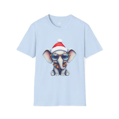 Cute Christmas Elephant T-Shirt, Unisex Holiday Tee, Fun Santa Shirt, Gift for Animal Lovers, Festive Apparel