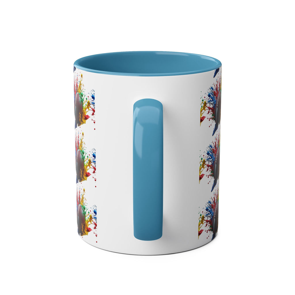 Vibrant Sports Coffee Mug, Colorful Football Design, Perfect Gift for Sports Fans, Game Day, Home Office, 11oz Two-Tone Mug