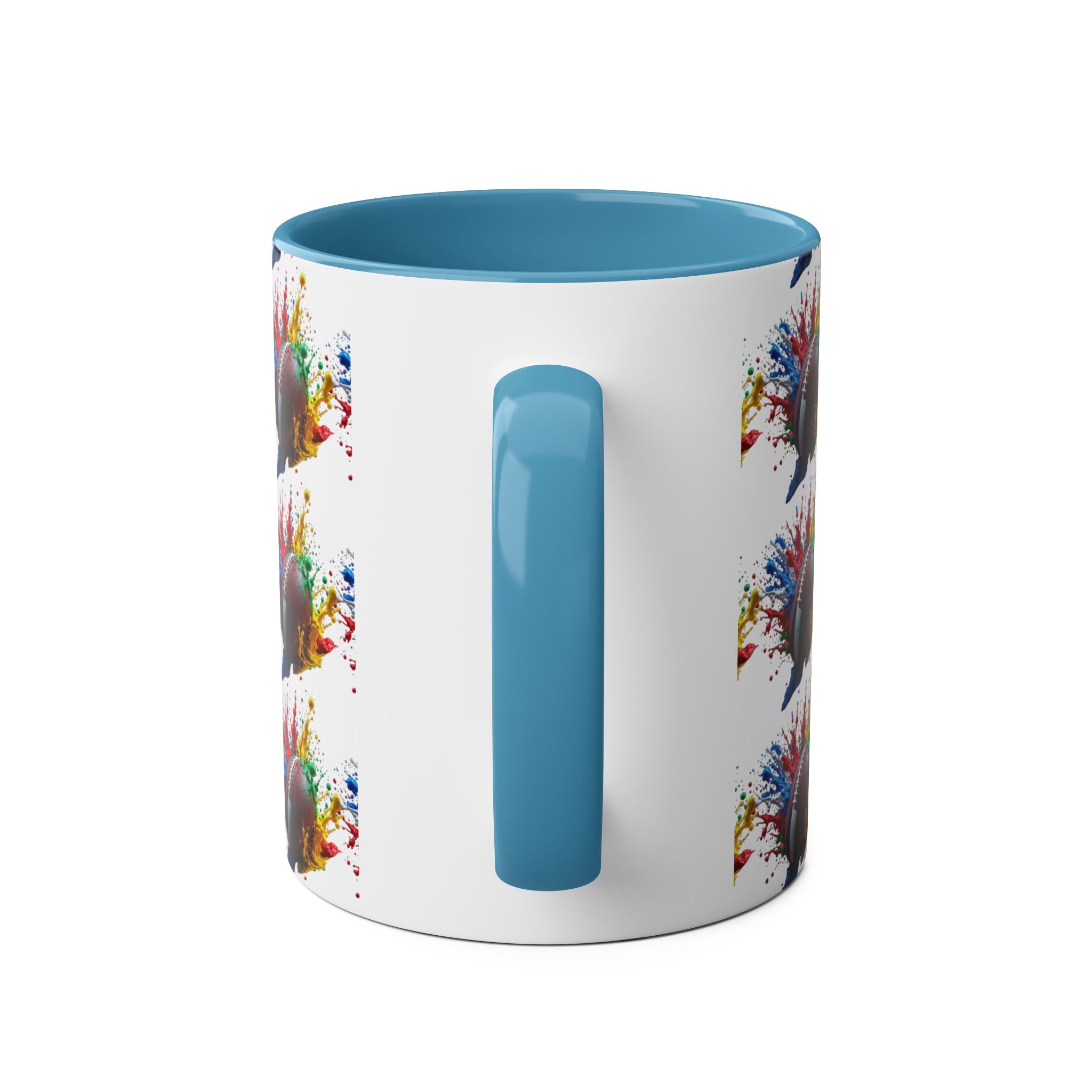 Vibrant Sports Coffee Mug, Colorful Football Design, Perfect Gift for Sports Fans, Game Day, Home Office, 11oz Two-Tone Mug